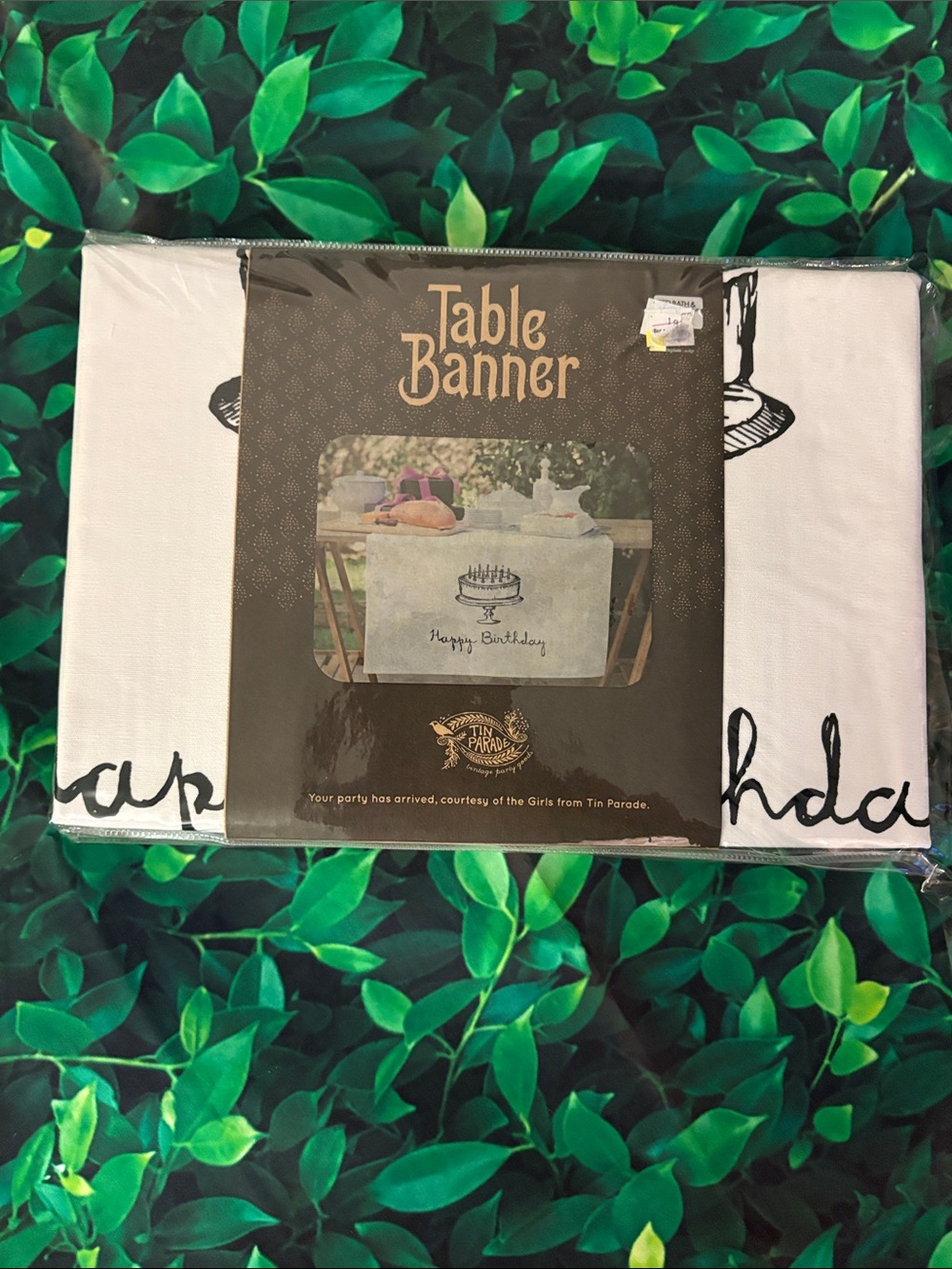 Table Banner Happy Birthday Table Runner - White and Black